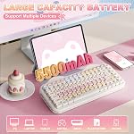 YUNZII C75 Clavier mécanique sans fil, 75% Layout Hot Swap Clavier crémeux NKRO, Captures-clés mignons RGB Montage de joint rétroéclairé, conception de gâteau mignon BT5.0/2.4G/USB-C pour Win/Mac (interrupteur linéaire Beige, Candy)