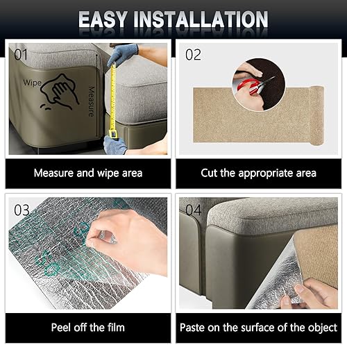 Miniatura 5 de Paquete de 2 alfombrillas rascadoras de gato de 78.7 x 15.8 pulgadas para sofá de gato y protector de pared, rascador de alfombra autoadhesiva