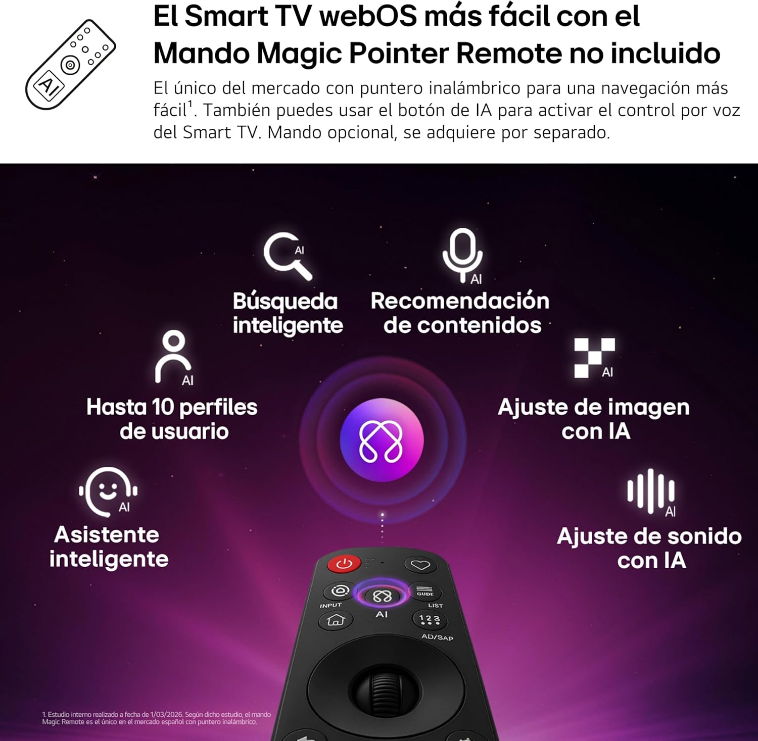 LG 43NU800B6LC – TV 43″, Nano 4K UHD AI, Smart TV, WebOS 25 (Actualizable), Procesador Alpha 7 Gen9 AI, 144Hz, HDR10 y Dolby Digital Plus, Magic Remote, Alexa/Google Assistant, Negro 11