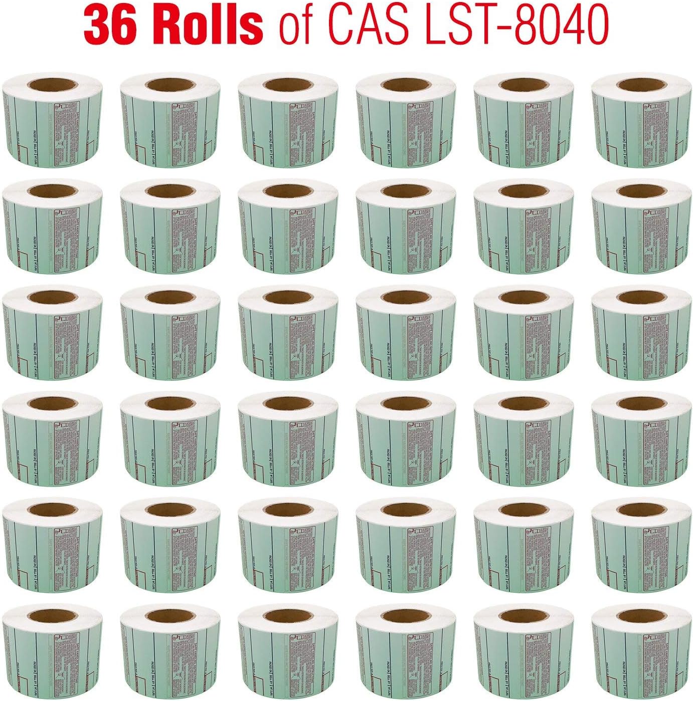 Labels LST-8040 Thermal 36 Rolls - 18,000 Labels 58 x 60mm Printer Printing Scale Compatible with CAS LP-1000 CL-5000 CL-5500 CL-7200, Easy Weigh LS-100, VisionTech DLP-300 (8040, 36 Rolls)