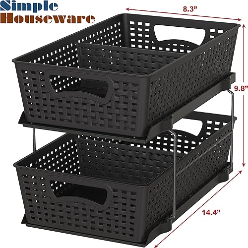 Miniatura 9 de SimpleHouseware - Bandeja organizadora de baño de 2 niveles, cajón deslizantealmacenamiento debajo del fregadero, color gris