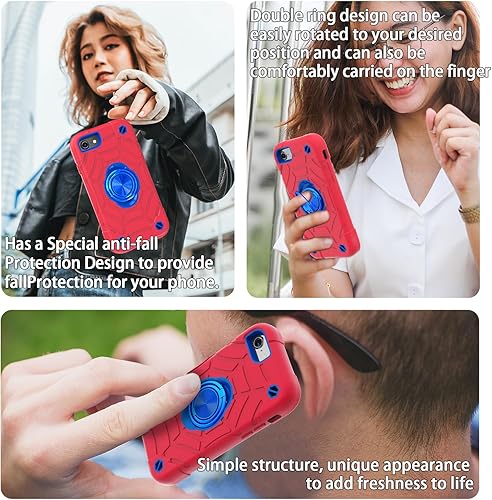 Miniatura 7 de KCJ Funda para iPhone SE 20222020, iPhone 8766S, con 2 protectores de pantalla soporte de anillo silicona suave + policarbonato duro protección de