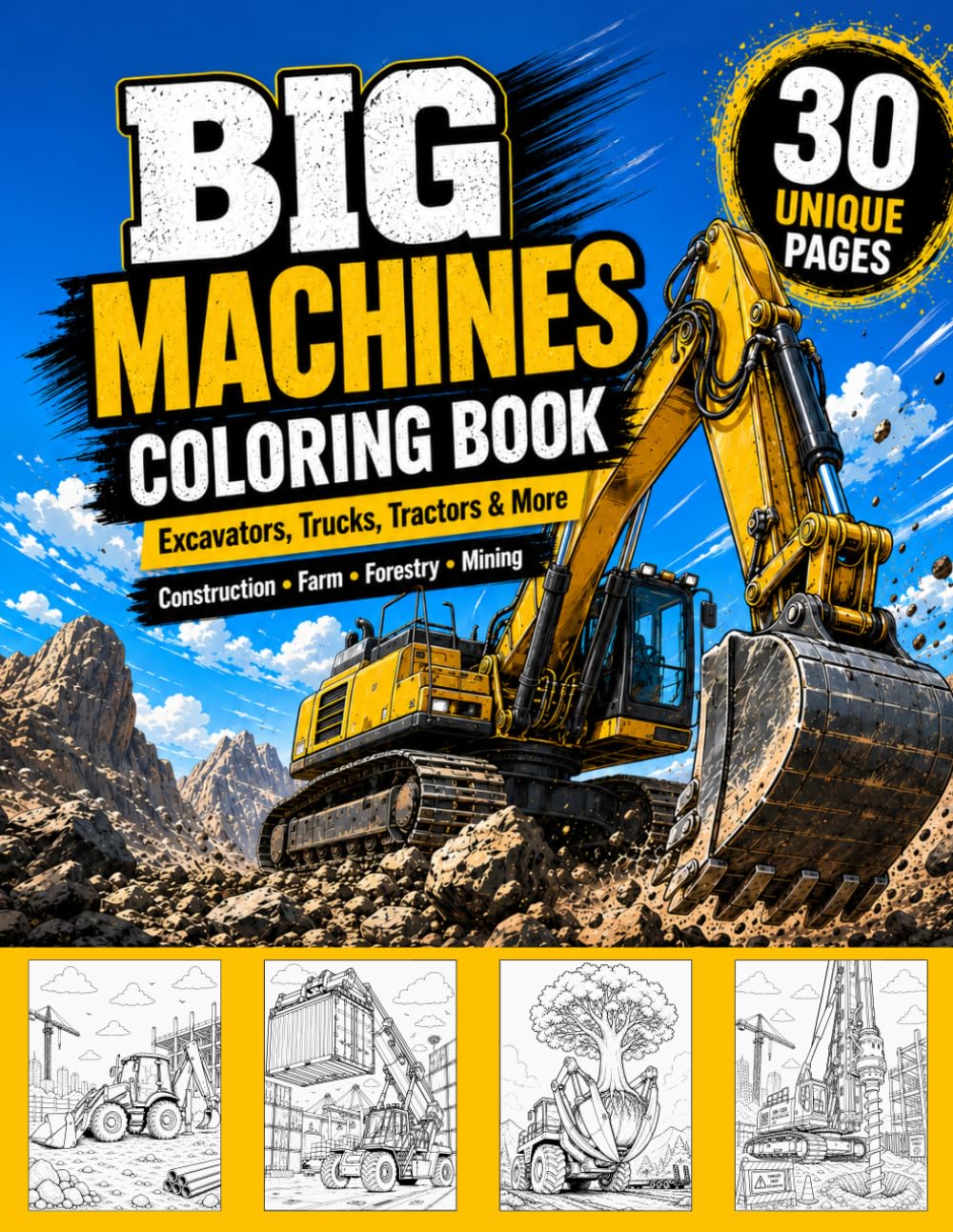 Big Machines Coloring Book: Excavators, Trucks, Tractors & More