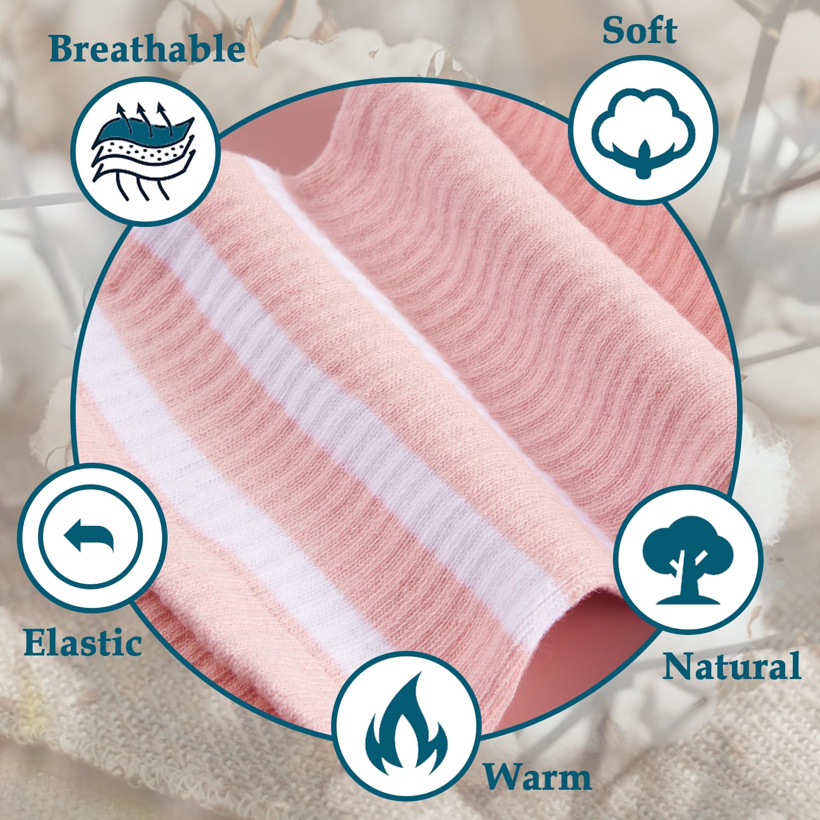 Moon Wood Plus Size Thigh High Socks for Thick Thighs- Womens Knit Cotton Extra Long Over the Knee High Socks Leg Warmer: One Size Plus Baby Pink & White