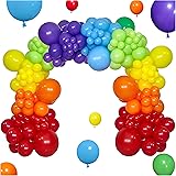 Rainbow Balloons 132pcs 5 12 18 Inch 6 Mixed Assorted colors Decorative Latex Helium Party Balloon for Birthday Baby Shower Wedding Engagement Graduation Festival Arch Garland Decorations