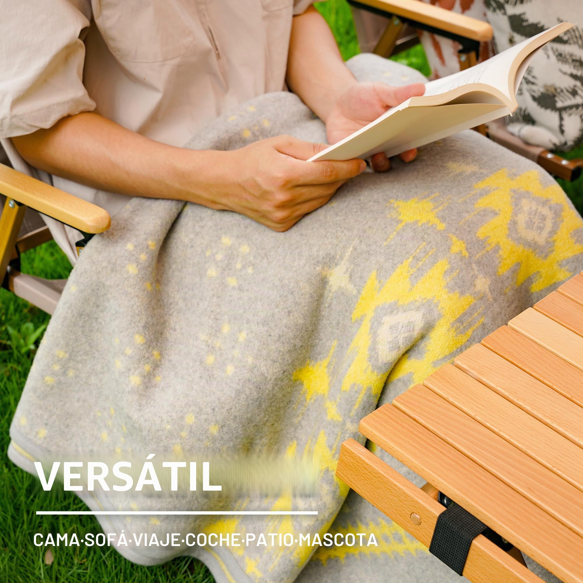 ACUSHLA Manta de Lana Merina, cálida, Gruesa, Lavable, Grande, 87 x 63 Pulgadas, Ideal para Cama, sofá, Campamento al Aire Libre, Todas Las Estaciones, Color Gris Claro Myers