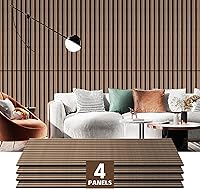 Ritollo 4-Pack Natural Walnut Wood Slat Acoustic Panels 47.2x23.6in - Soundproof 3D Fluted Wall Panels for Home Decor