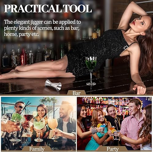Miniatura 6 de Amyhill Jigger de barra doble de 12 y 1 onza de acero inoxidable para coctel, vaso de licor, suministros de camarero para bar, barman fiesta