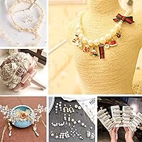 Vista 4 de Cuentas de perlas blancas de tamaño mixto, cuentas acrílicas con agujero, cuentas redondas artificiales, perlas de imitación sueltas para hacer