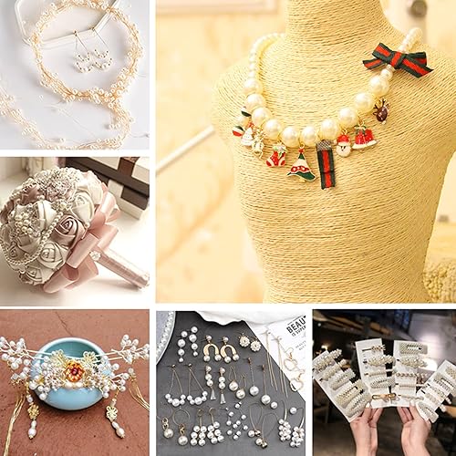 Miniatura 4 de HERZWILD 600 cuentas de perlas acrílicas, perlas de colores para manualidades con agujero, perlas redondas de imitación, cuentas sueltas de perlas