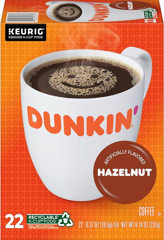 Dunkin' Hazelnut Flavored Coffee, 88 Keurig K-Cup Pods