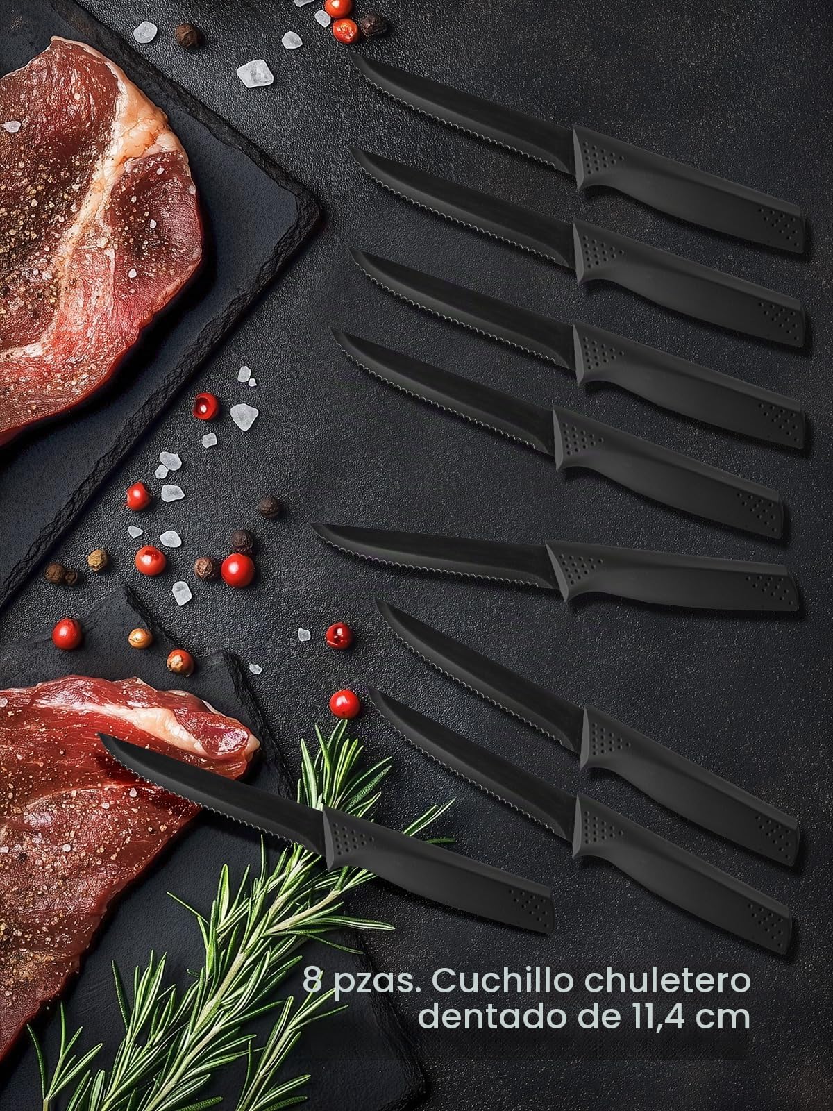 Juego de Cuchillos de Cocina con Bloque FOHERE 23 Piezas Bloque de cuchillos con Afilador Integrado, Cuchillos Cocina con Cuchillo Deshuesador y Cuchillo para queso, Negro