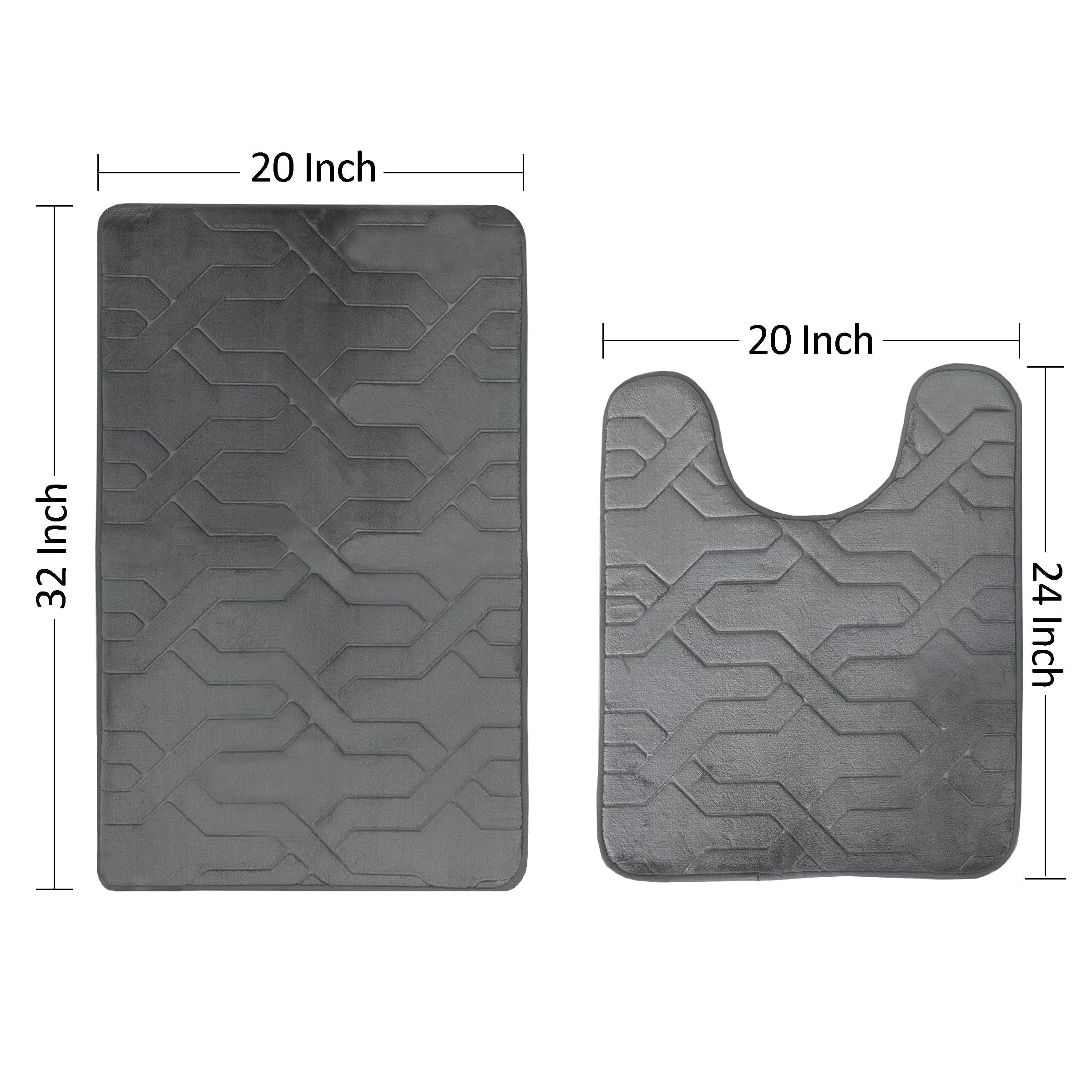santanu Juego de 2 alfombras de baño de franela de lujo suave y absorbente de espuma viscoelástica, antideslizante y lavable a máquina, de secado rápido para bañera y ducha, 81 x 51 cm + U-61 x 50 cm,