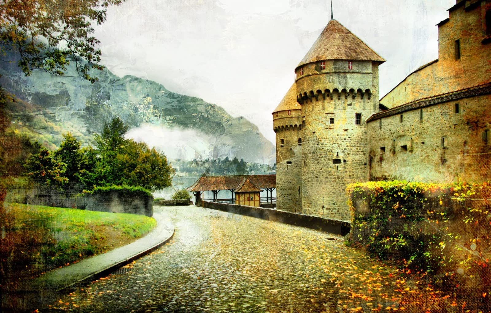 Puzzle dla dorosłych - Puzzle 1500 elementów dla dzieci - Zamek z bajki w stylu vintage87x57cm