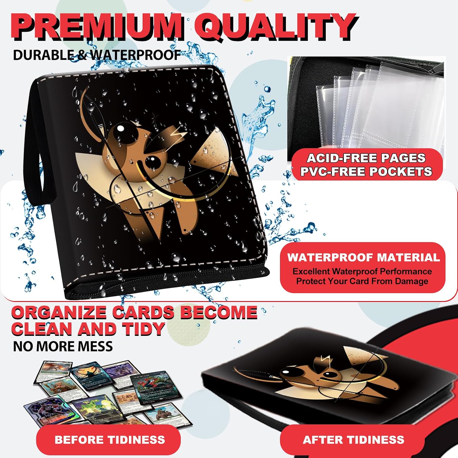 Trading Card Binder with Removable Sleeves, 9 Pocket Card Binder 1008 Cards image 5