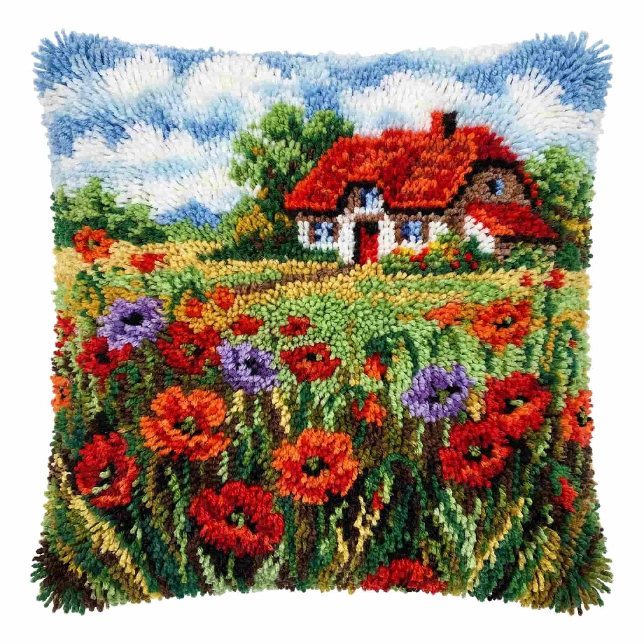 AxiangziK Latch Hook Cushion Kit,Cabin DIY Throw Pillow Cover 43X43Cm