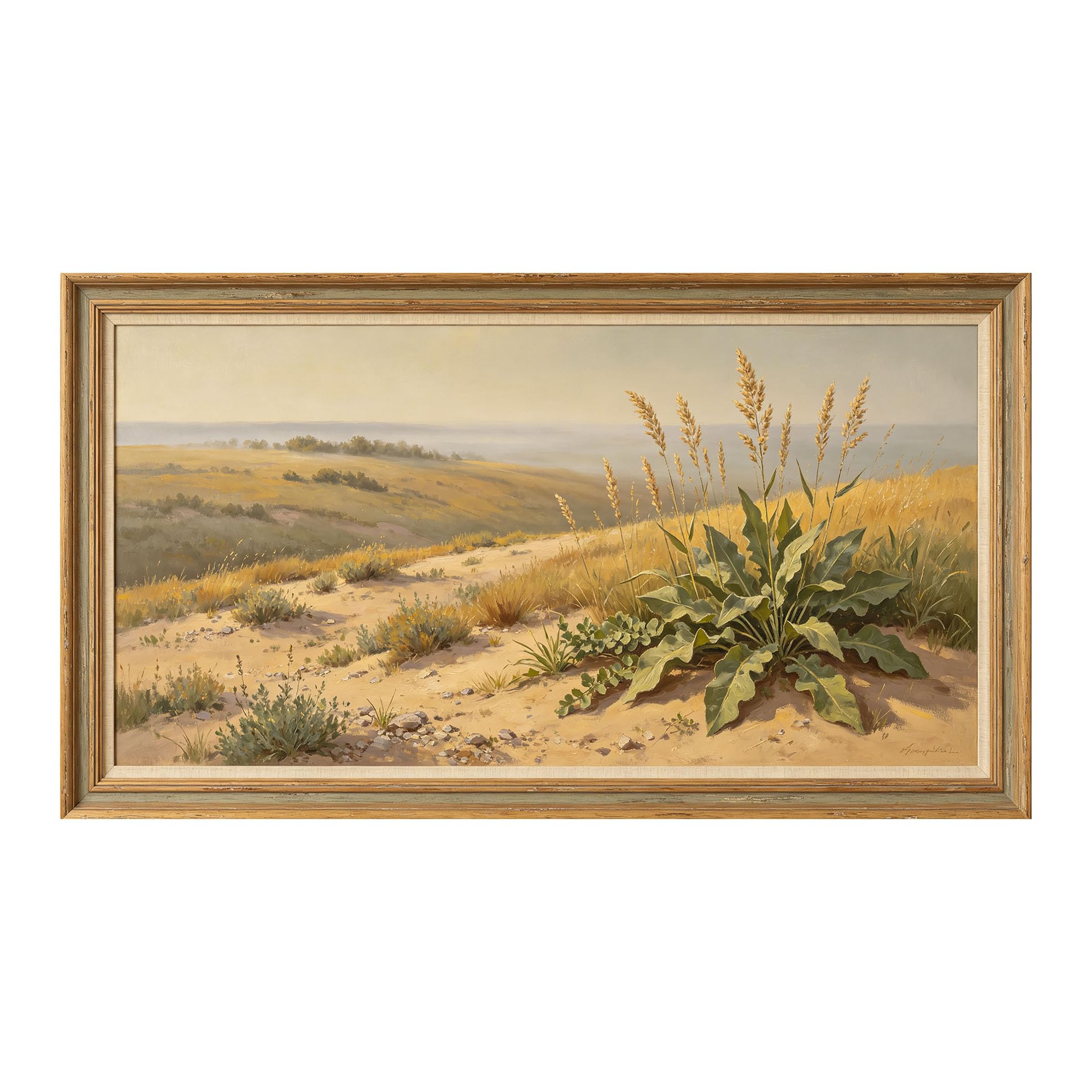 Yzpallescene 3D Framed Wall Art 50cm×100cm Pastoral Meadow Botanical Oil Painting Large Size SelfAdhesive Removable Wall Decor Prints Artwork for Living Room Bedroom Office