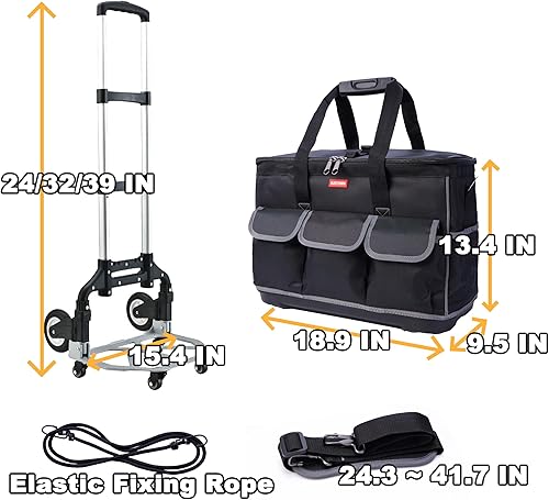 Miniatura 7 de Bolsa de herramientas con ruedas - Carro de aleación de aluminio para electricista y HVAC