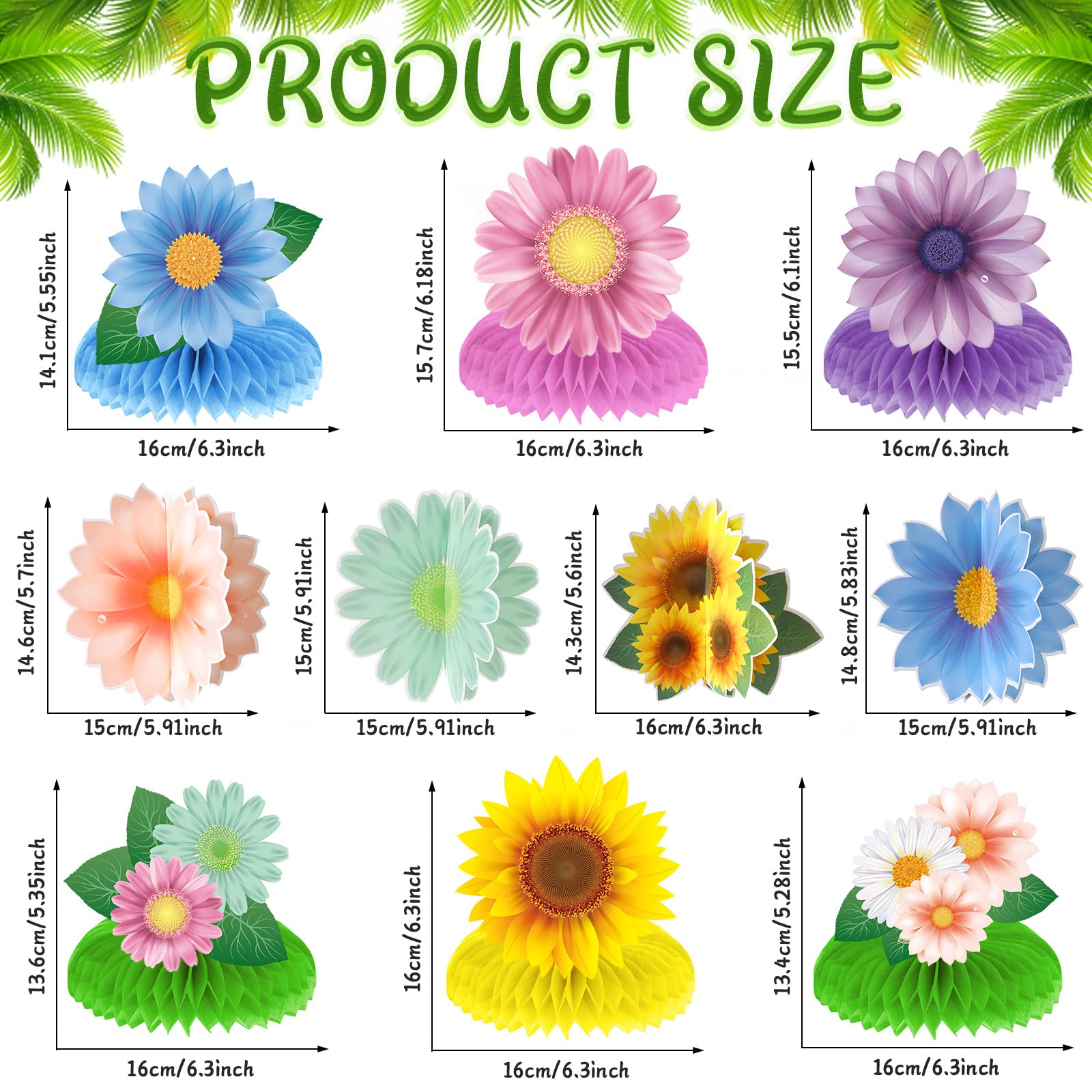 10-Piece Sunflower Honeycomb Centerpiece Set - 3D Table Toppers For Party Decor
