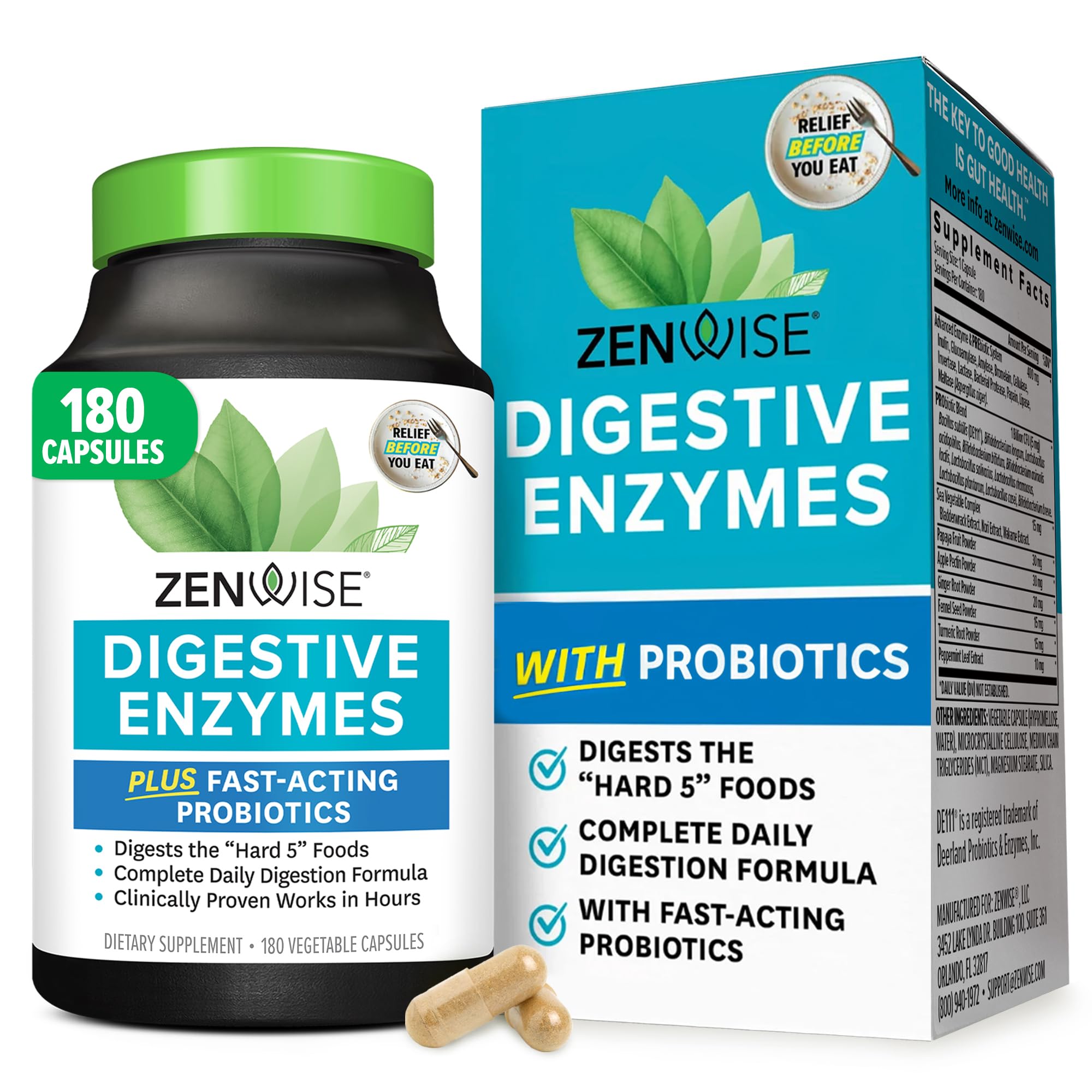 Digestive Enzymes With Probiotics - Ultra Effective Plant Based Vegan Blend - The Best & Most Powerful Digestive Dietary Supplement for Men and Women - 180 Vegetarian Capsules - Strengthens Digesti...