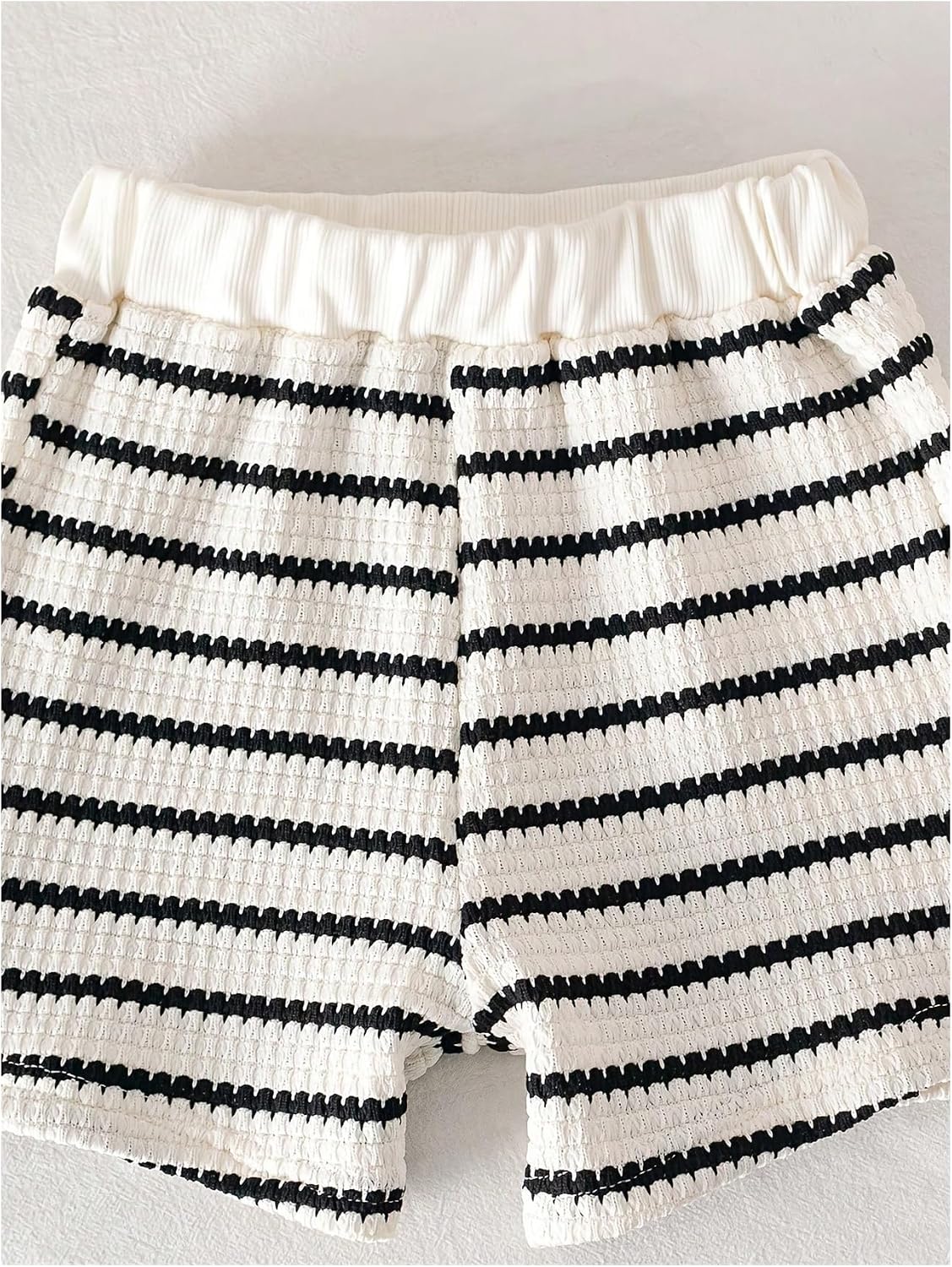 GORGLITTER Girl's Summer Outfits Crochet Striped Tank Top Shorts | Matching Sets, Tie Front Top and Wide Leg Shorts, Beachwear, Resort Wear, Cute Preppy Clothes for Toddler
