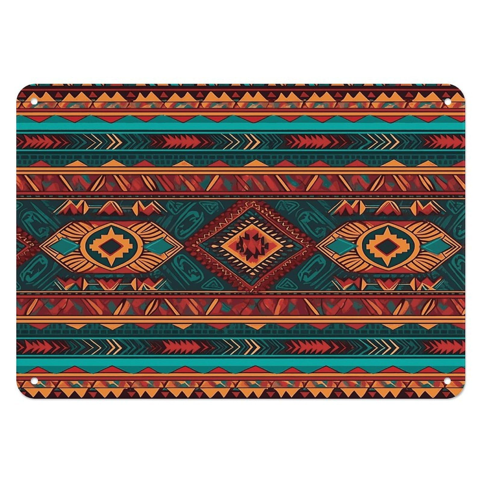 Fodpand Style Ethnic Geometric Pattern Retro Vintage Metal Tin Sign,Wall Art Decor Garden Plaque Poster For Bedrooms Yard Bars Pubs Patios Porches 7.9X5.5 Inch