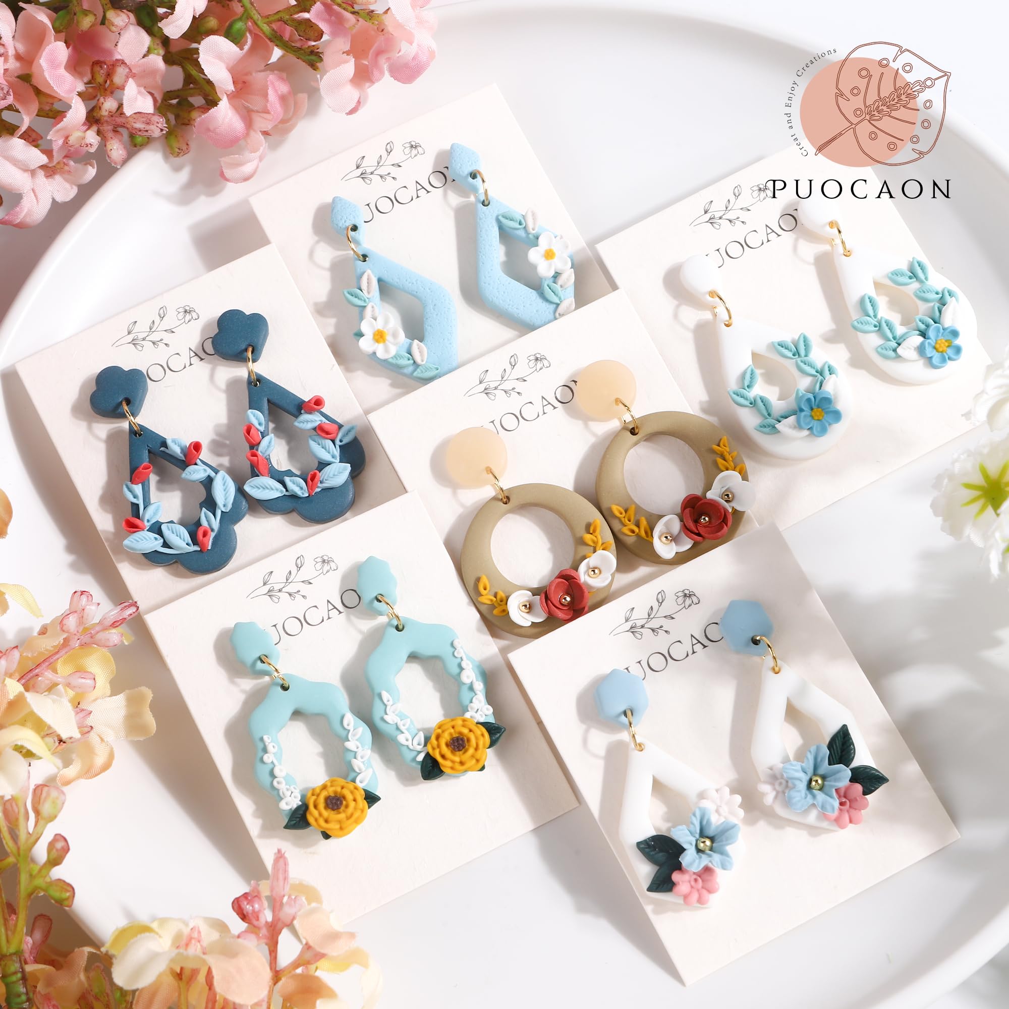 Puocaon Polymer Clay Cutters - 16 Pcs Mix Dangle & Drop Craft Clay Earring Cutters