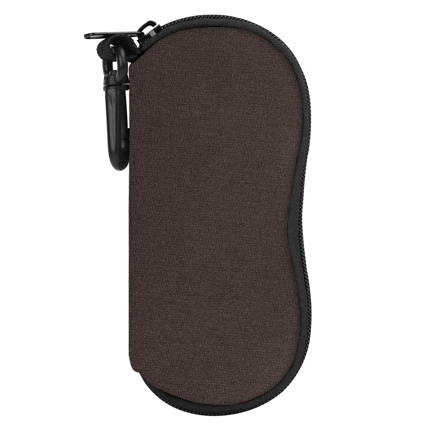 MoKo Sunglasses Soft Case, [Ultra Lightweight] Neoprene Zippered Eyeglass Storage Case with Belt Clip for Eyewear, Frames, Carrying Pouch Case Makeup Bag for Keys, Pencils, Cards - Brown
