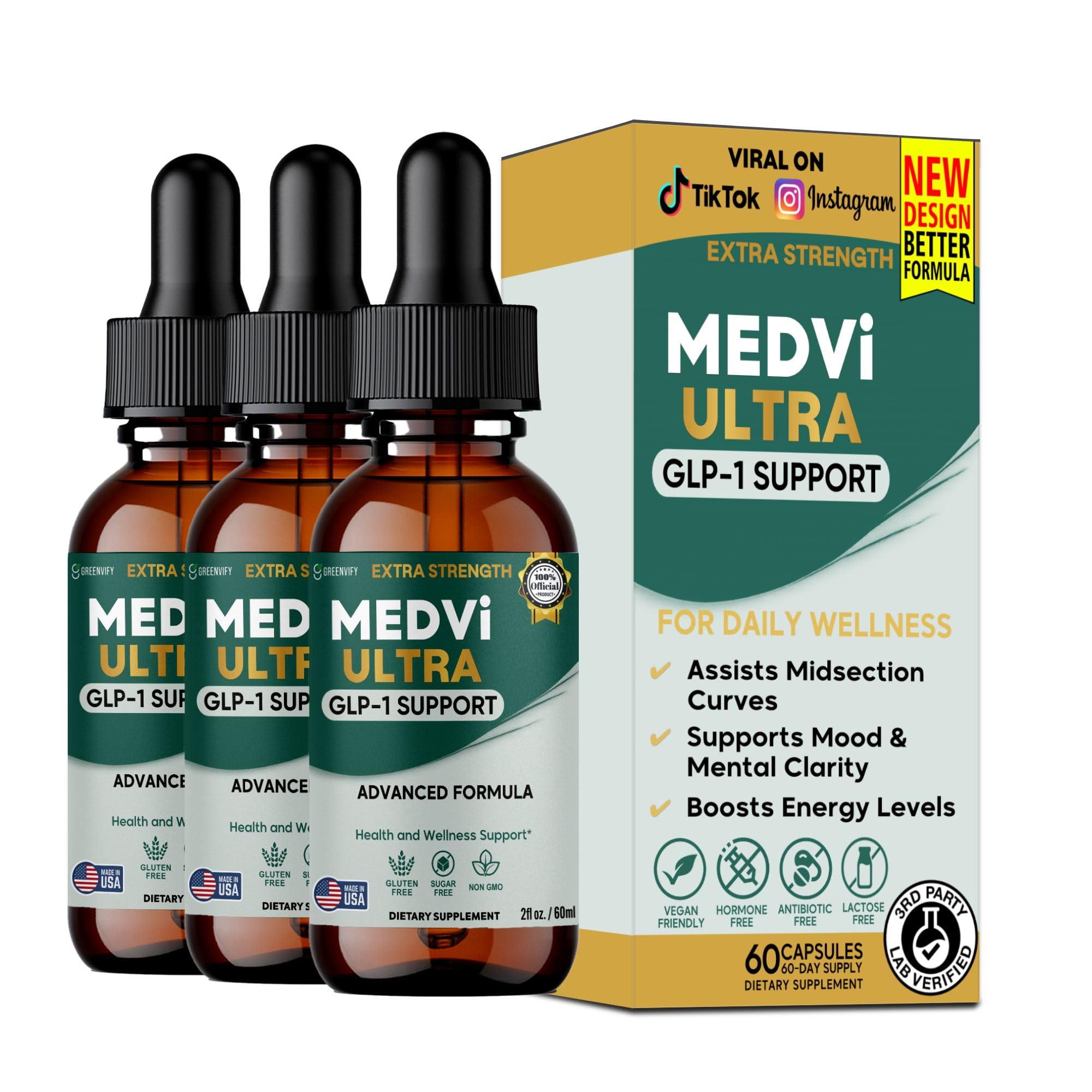 medvi glp 1 Amazon.com: MEDVi Ultra GLP-1 Support, Advanced Formula, 60 Servings,  Liquid Drops (3) : Health & Household