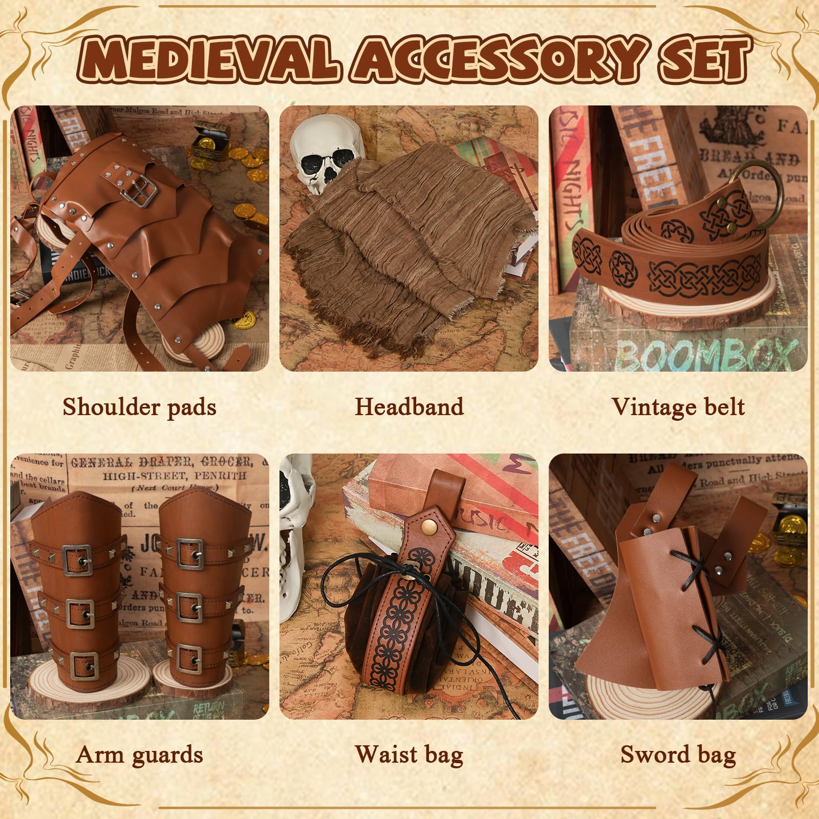 Mittelalter Ritter Zubehör, Halloween GüRtel Anzug, Wikinger Kleidung ZubehöR, Renaissance, Cosplay, Kostüm-Zubehör