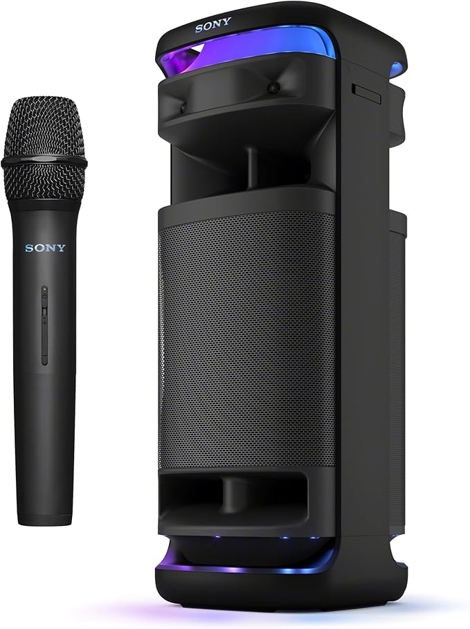 Sony ULT Tower 10 Bluetooth Karaoke Party Speaker with Powerful Bass, 360° Sound and Party Lights, Included Wireless Microphone – New