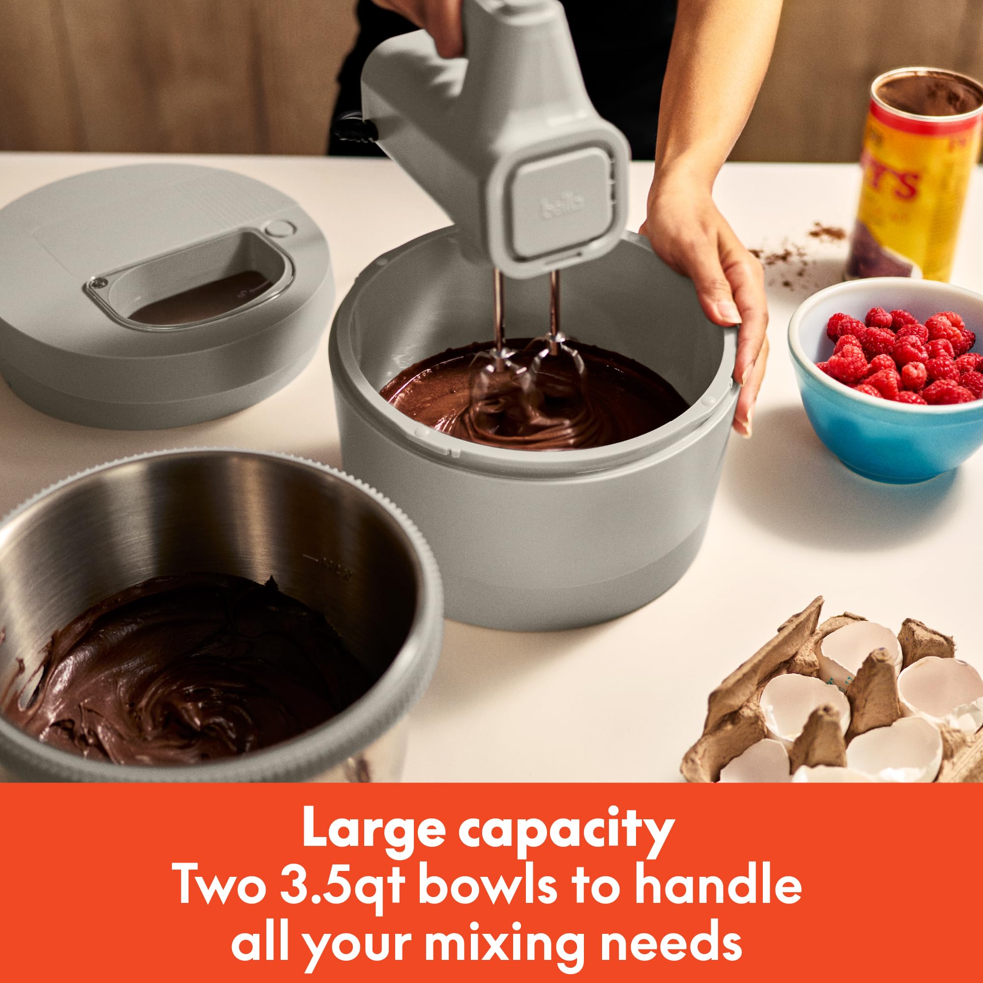 Bella Handmixer und Standmixer, 2-in-1, elektrischer 2-in-1-Mixer mit Schüssel, Teighaken, Schneebesen und Schneebesen, multifunktionaler Handmixer und Mixer