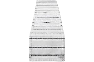 DII Zig Dobby Black and White Embellished Stripe Table Runner