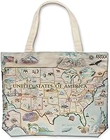 Vista 33 de Xplorer Maps Bolsa de lona con asas, bolsa de compras de comestibles de tela, bolsa reutilizable y ecológica, 100% algodón, lavable