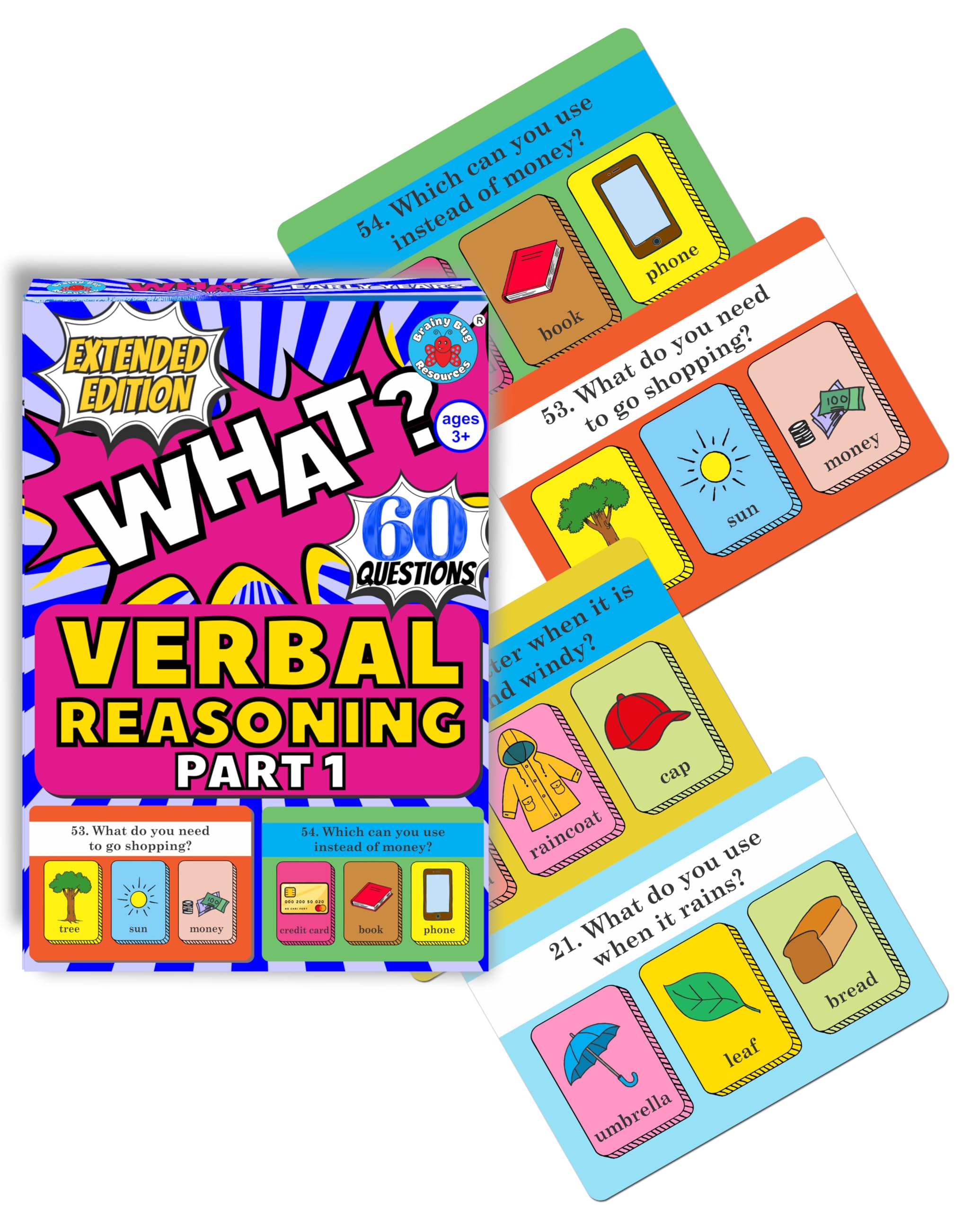 Brainy Bug Resources Educational Flash Cards and Child Resources for Teaching Language_Skills(Answer 'What?' - Verbal Reasoning)-image-1