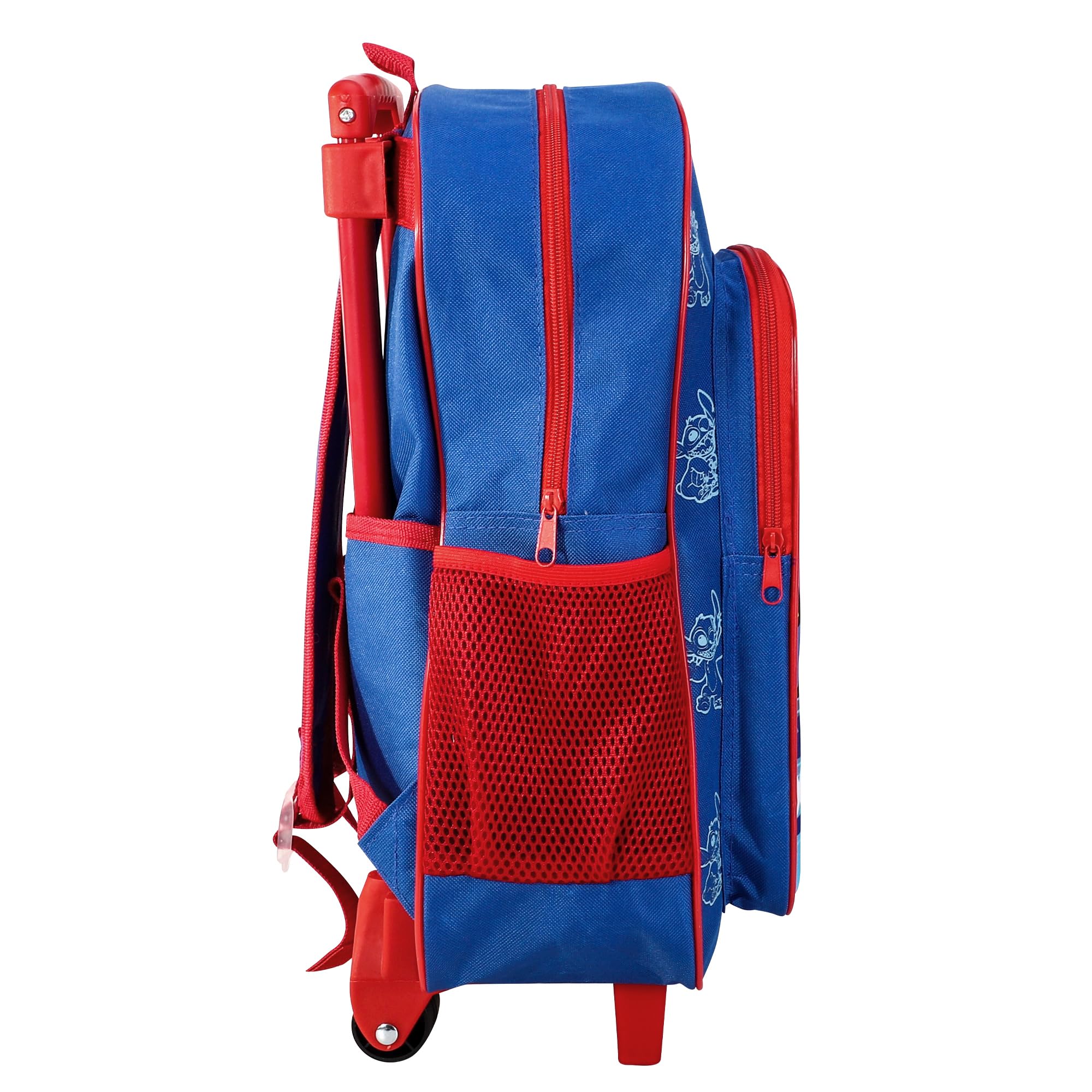 TDL Stitch Sac à dos à roulettes pour enfant avec poignée réglable, 2 compartiments, bleu, 41cm X 28cm X 13cm, Sac à dos trolley