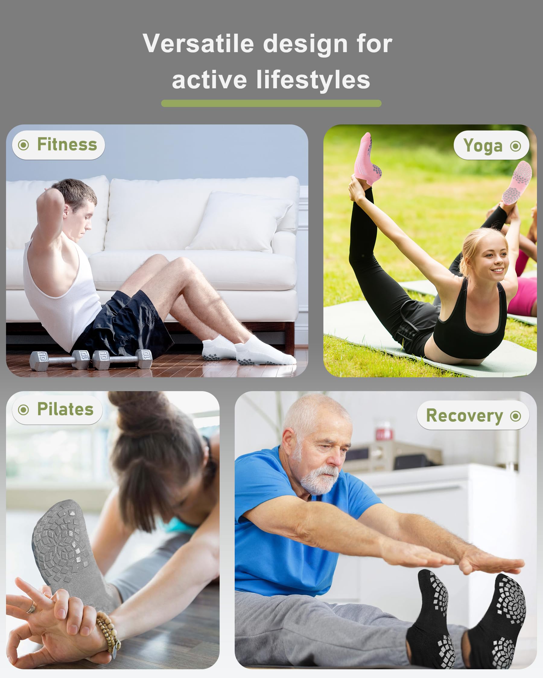 Calcetines de agarre de pilates – Pantuflas acolchadas antideslizantes para mujeres y hombres yoga – Barre Workout Hospital Sticky Socks
