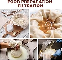 Vista 6 de 12 paños de queso reutilizables para colar de 20 x 20 pulgadas, paños de queso de grado 100 con bordes con dobladillo, 100% algodón sin blanquear