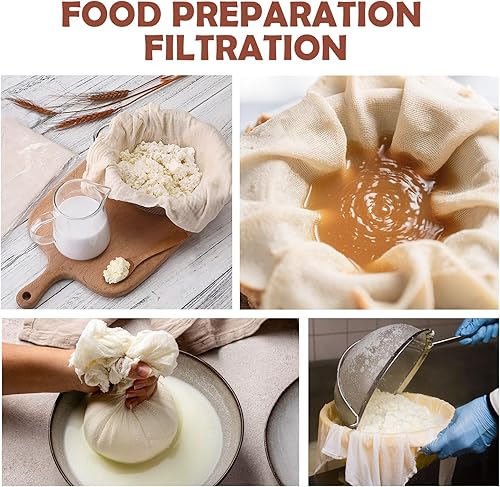 Miniatura 6 de 12 paños de queso reutilizables para colar de 20 x 20 pulgadas, paños de queso de grado 100 con bordes con dobladillo, 100% algodón sin blanquear,