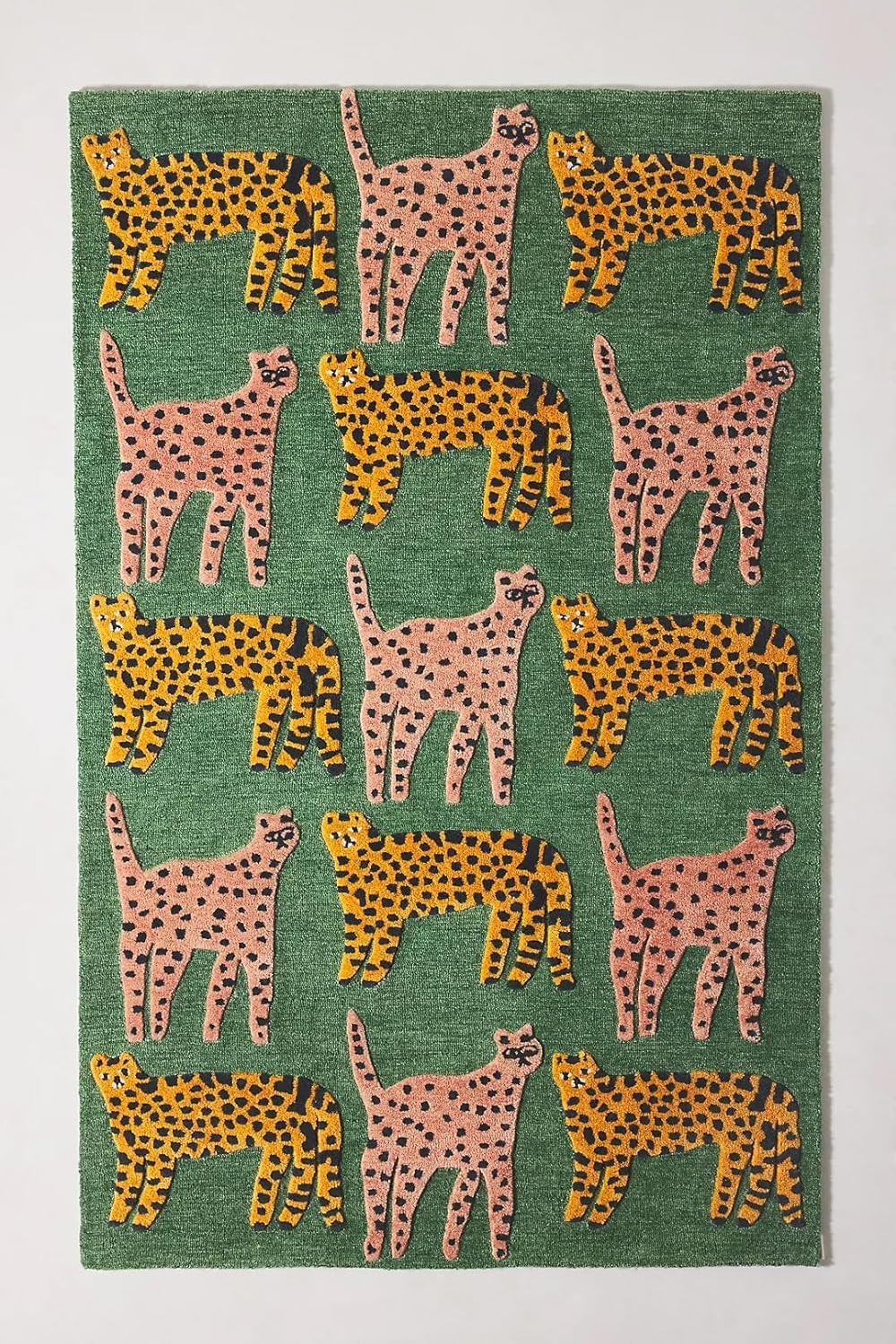 Harrods Hand-Tufted Jungle Safari Cat Area Rug - Soft and Stylish for Kids Room, 120 x 180 inches (Green, 5 x 8 Feet)
