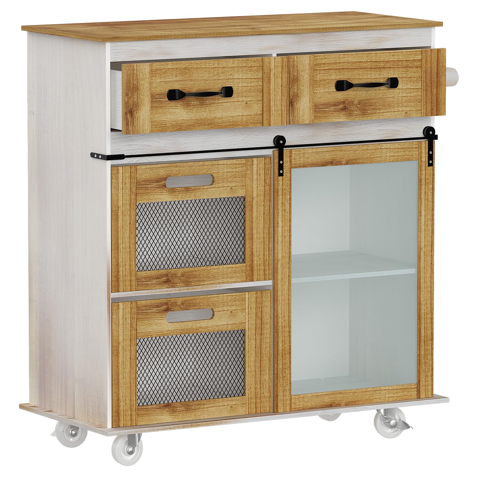 Buy Kitchen Island with Storage, Rolling Kitchen Cart on Wheels with 4
