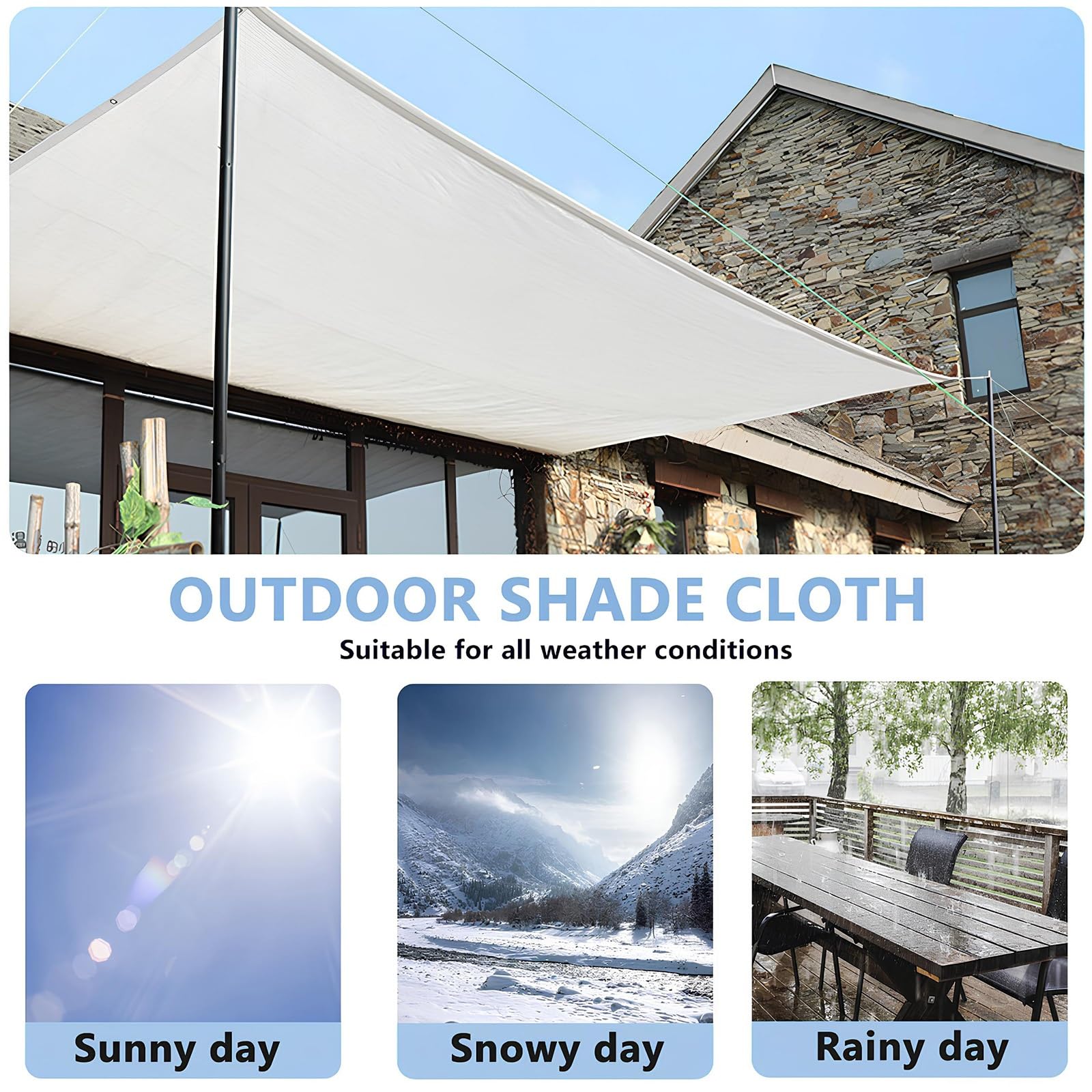 Mallas de Sombreo 50% Blanca Red de Sombra con Ojales, Transpirable Paño De Sombra Red de Protección Solar para Flores Plantas Invernadero Patio(5x6.0m/16.4x19.7FT)