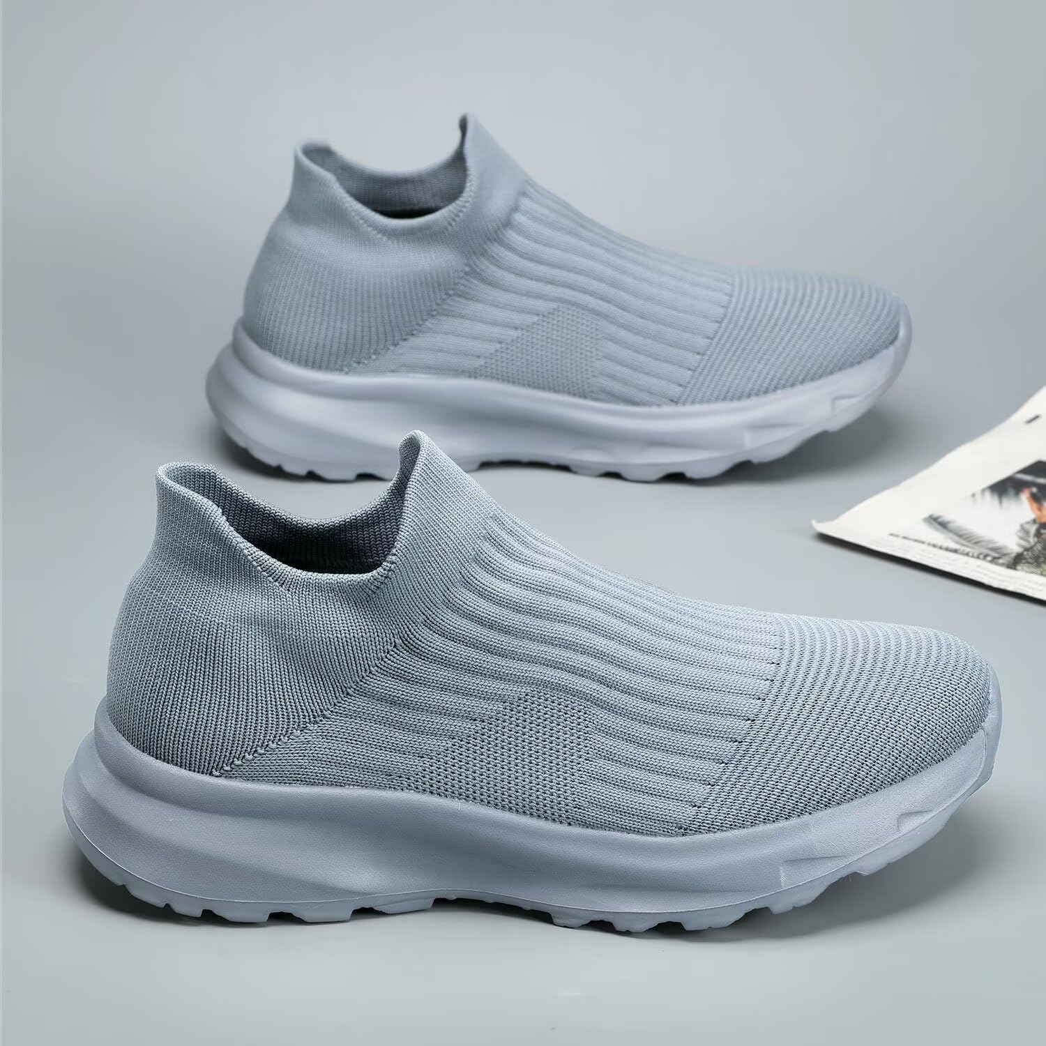 Mens Walking Shoes Running Athletic Sports Sneakers Slip on Mesh Lightweight Breathable Tennis Gym Soft Sole
