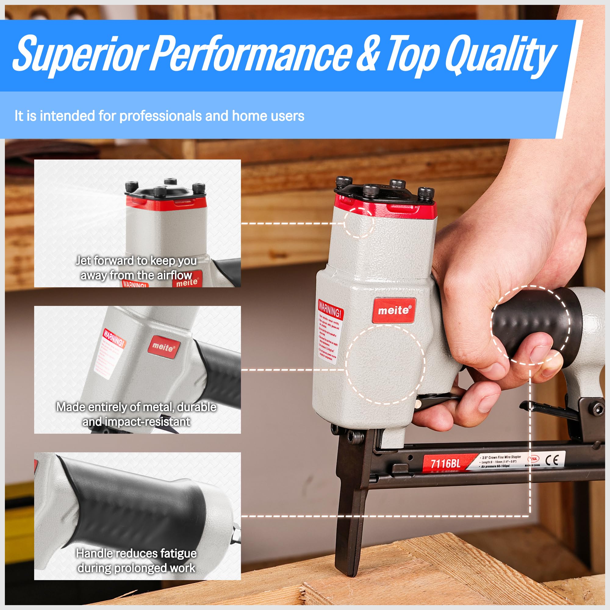 meite 7116BL Pneumatic Stapler - Upholstery Tool -5