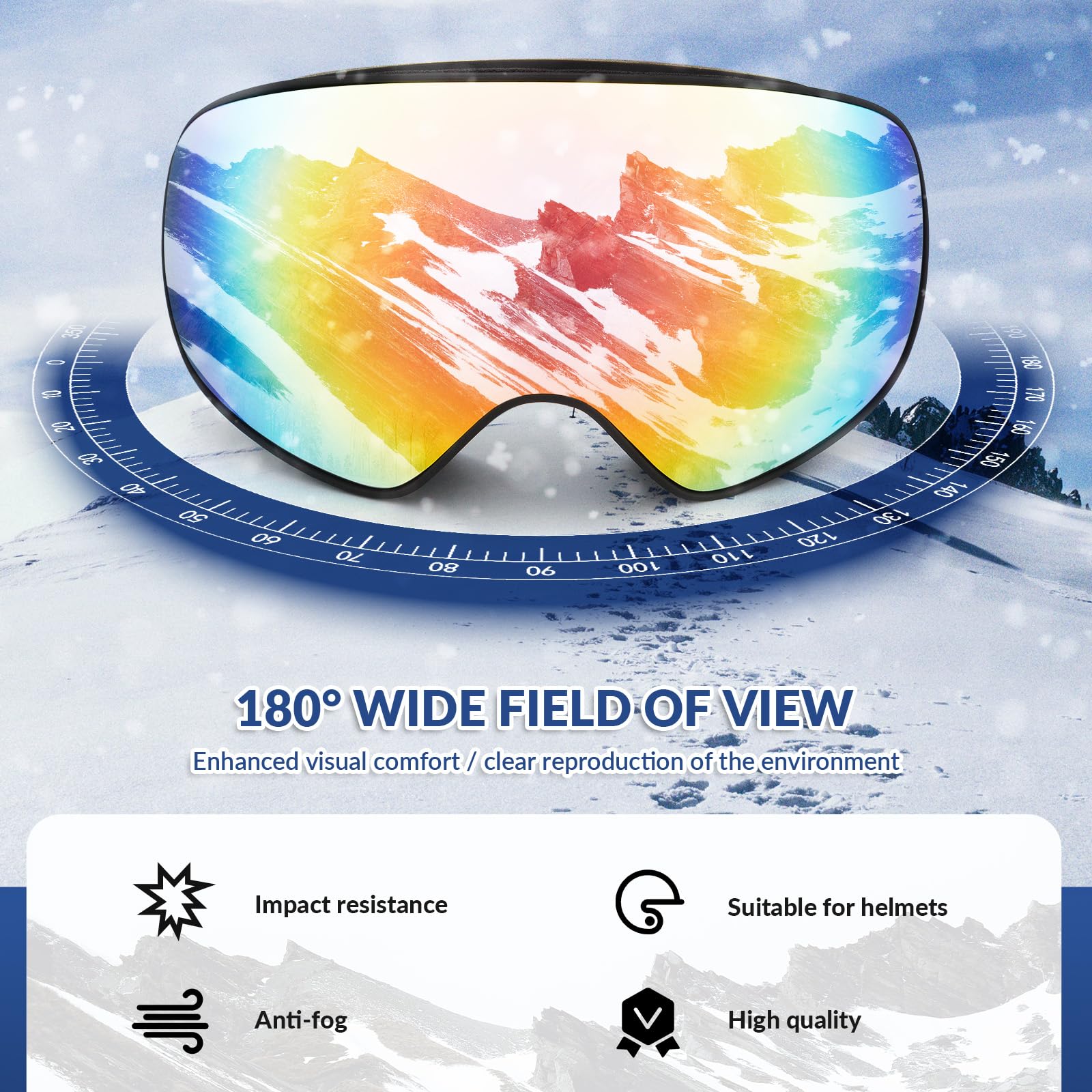 ROCKBROS Ski Goggles, Snowboard Goggles for Men Women, Kids, Youth, UV Protection Anti-Fog Skiing Glasses - Image 3