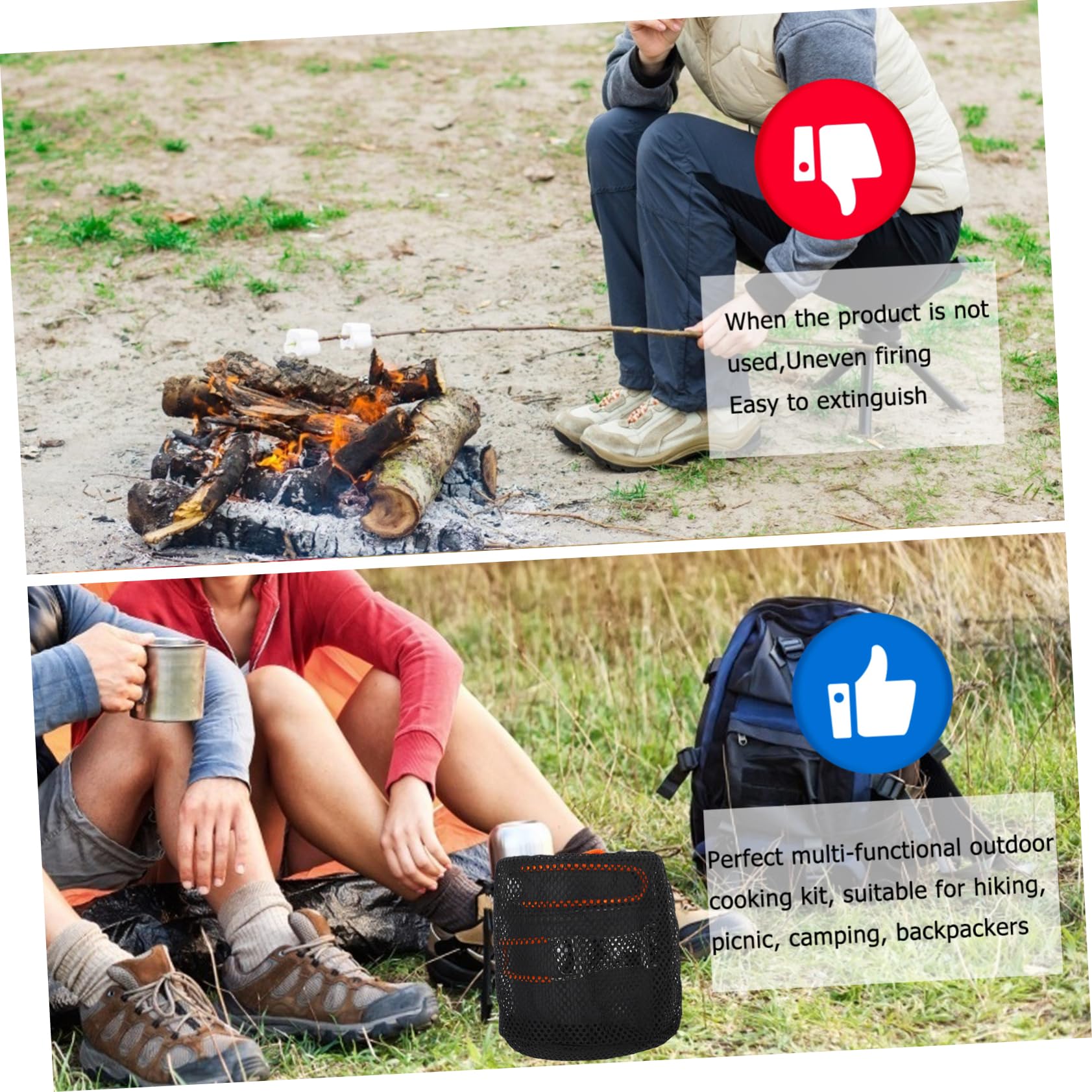 Juego de Ollas de Camping 1 Set de Aleación de Aluminio para 1-2 Personas