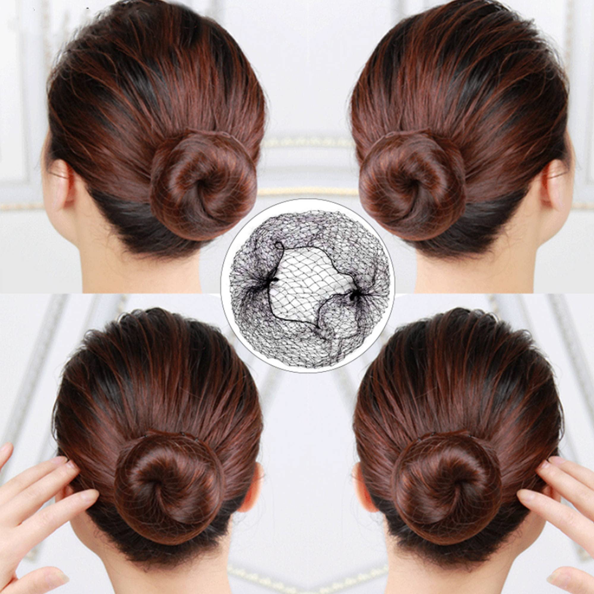 Unsichtbare Haarnetze für langes Haar, 100 Stück, 45,7–116,8 cm, schwarz, elastisches Netz, Perückenkappe für Perücken, Frontverschluss, Haarknoten, Schlafen, Lebensmittelservice (61 cm)