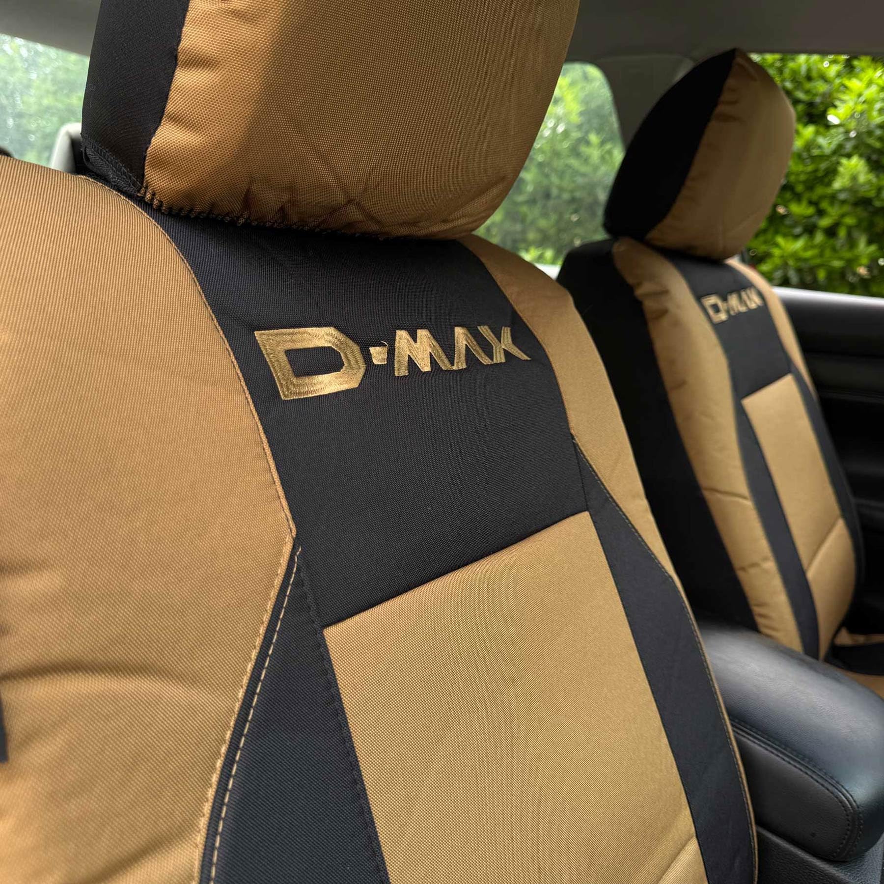 Housses de siège avant de voiture imperméables en toile noire et marron coyote pour Isuzu D Max D-Max