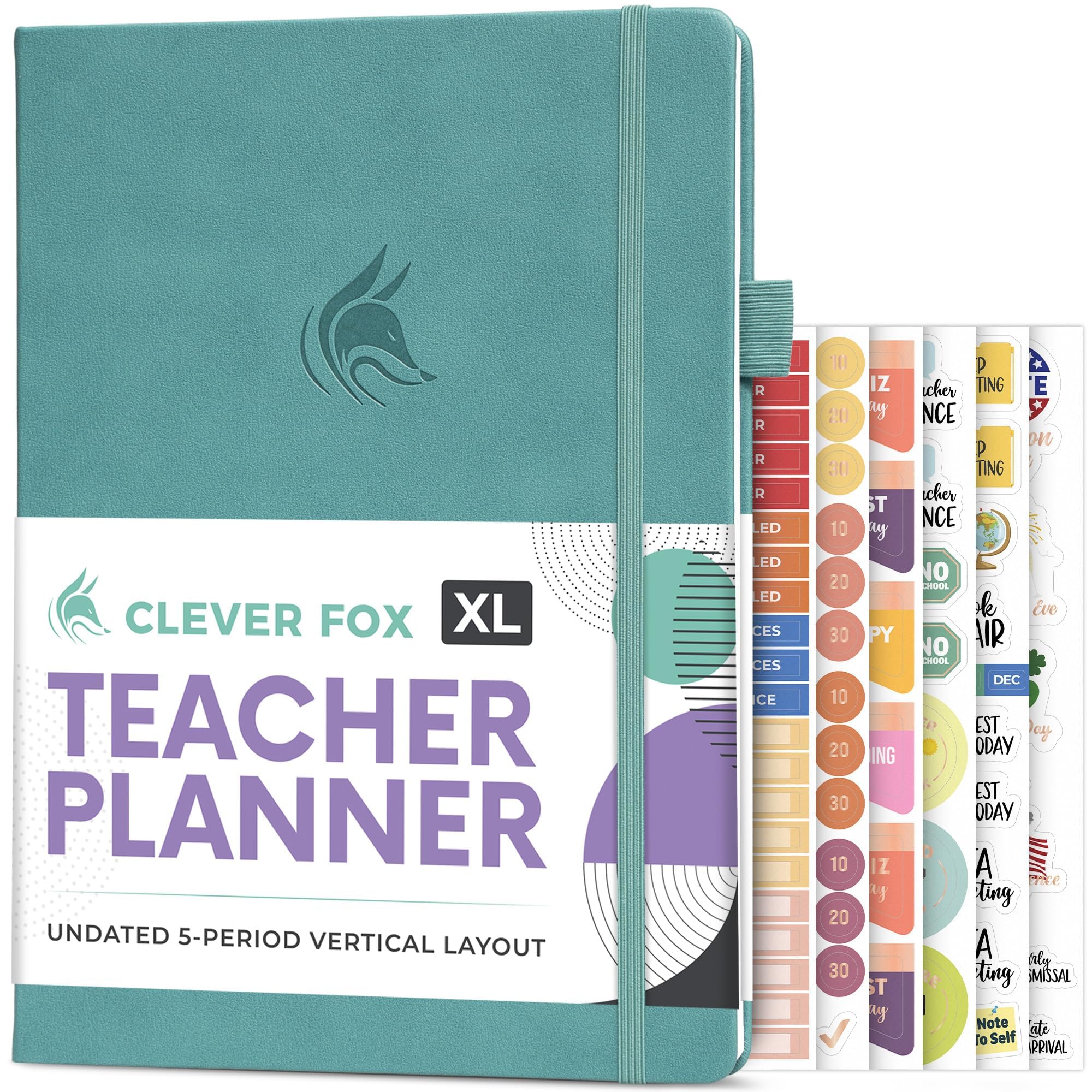 Clever Fox Planner per insegnanti, planner scolastico con calendari e piani di lezione, libro per l'organizzazione scolastica e domestica, formato A4 (turchese)