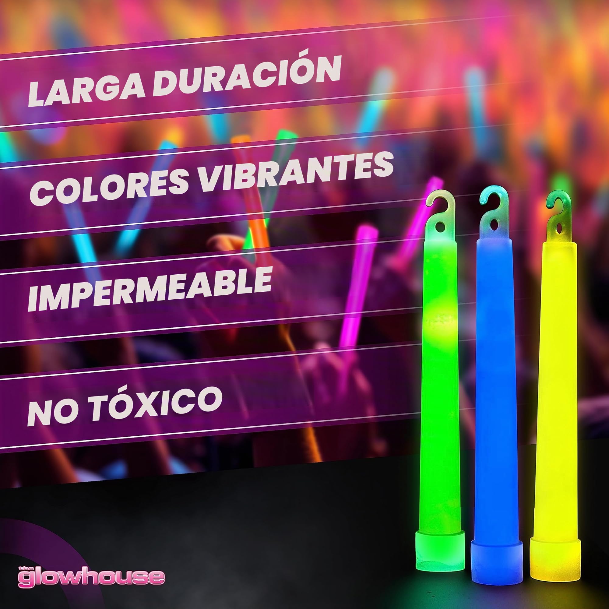 Glowhouse 10 varillas de luz brillantes emergencia 6 pulgadas duración 12 horas verde